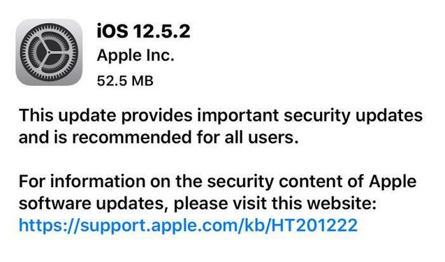 香河苹果手机维修分享iOS12.5.2发布，建议所有老苹果用户安装 